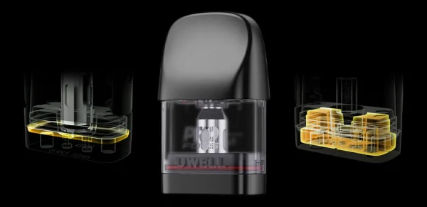 Uwell Caliburn GPP refillable cartridge cutaway showing the Pro-FOCS coil