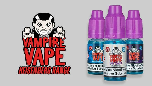 Vampire Vape Heisenberg 10ml e-liquid bottles on a dark background