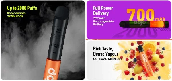 Vaporesso Dojo Blast 2000 Go 2000 puffs, 700mAh and Corex 2.0 mesh