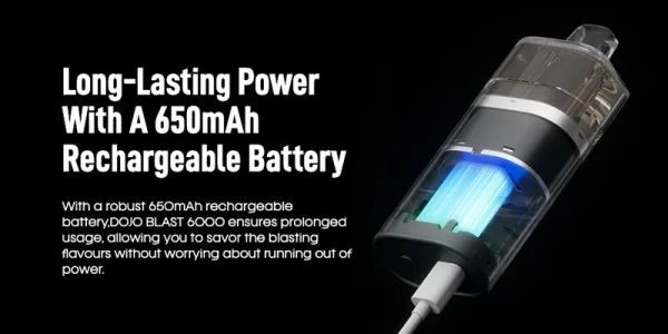 Vaporesso Dojo Blast 6000 big-puff pod device with a 650mAh rechargeable battery