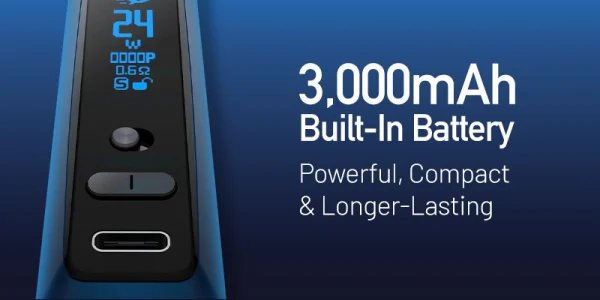 Vaporesso GTX One Pro with its OLED screen and 3000mAh battery