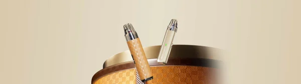 Both Vaporesso Vibe SE 2 devices resting in a rattan bowl from above, showing the dual device range