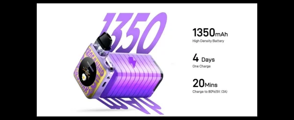 Vaporesso XROS 4 Nano 1350mAh battery and fast charging