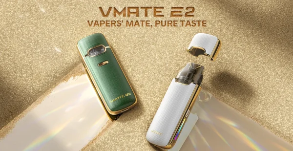 VooPoo VMATE E2 pod kit in green and white leather