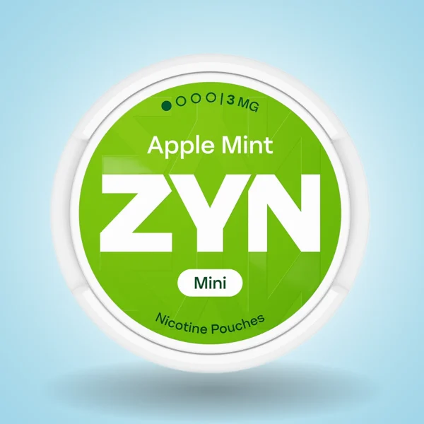 ZYN Apple Mint Mini 3mg nicotine pouches bright green can