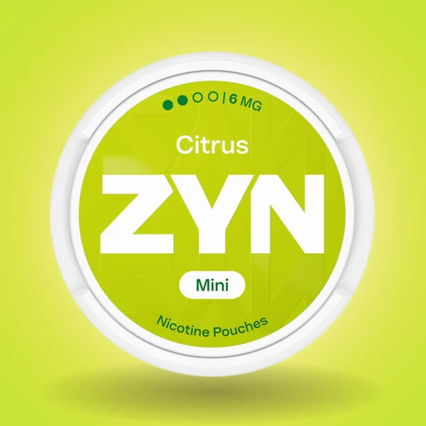 ZYN Citrus Mini 6mg nicotine pouches lime-green can